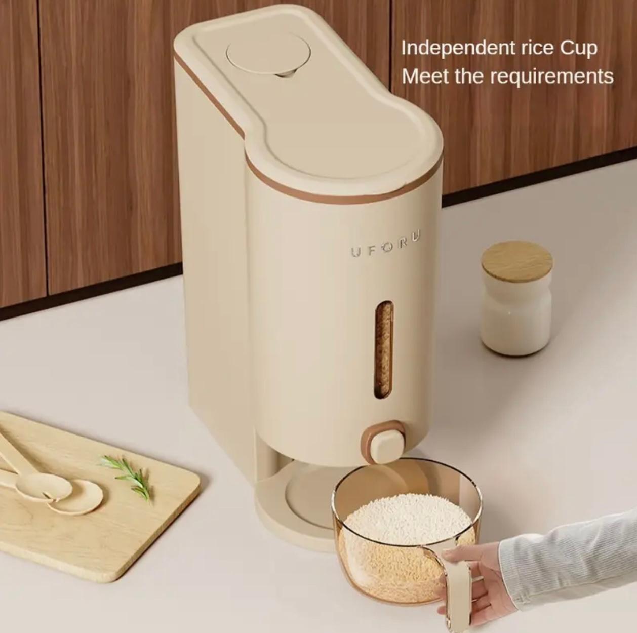 موزع أرز 5 كجم مع كوب قياس - حاوية حبوب شفافة ومقاومة للرطوبة والحشرات