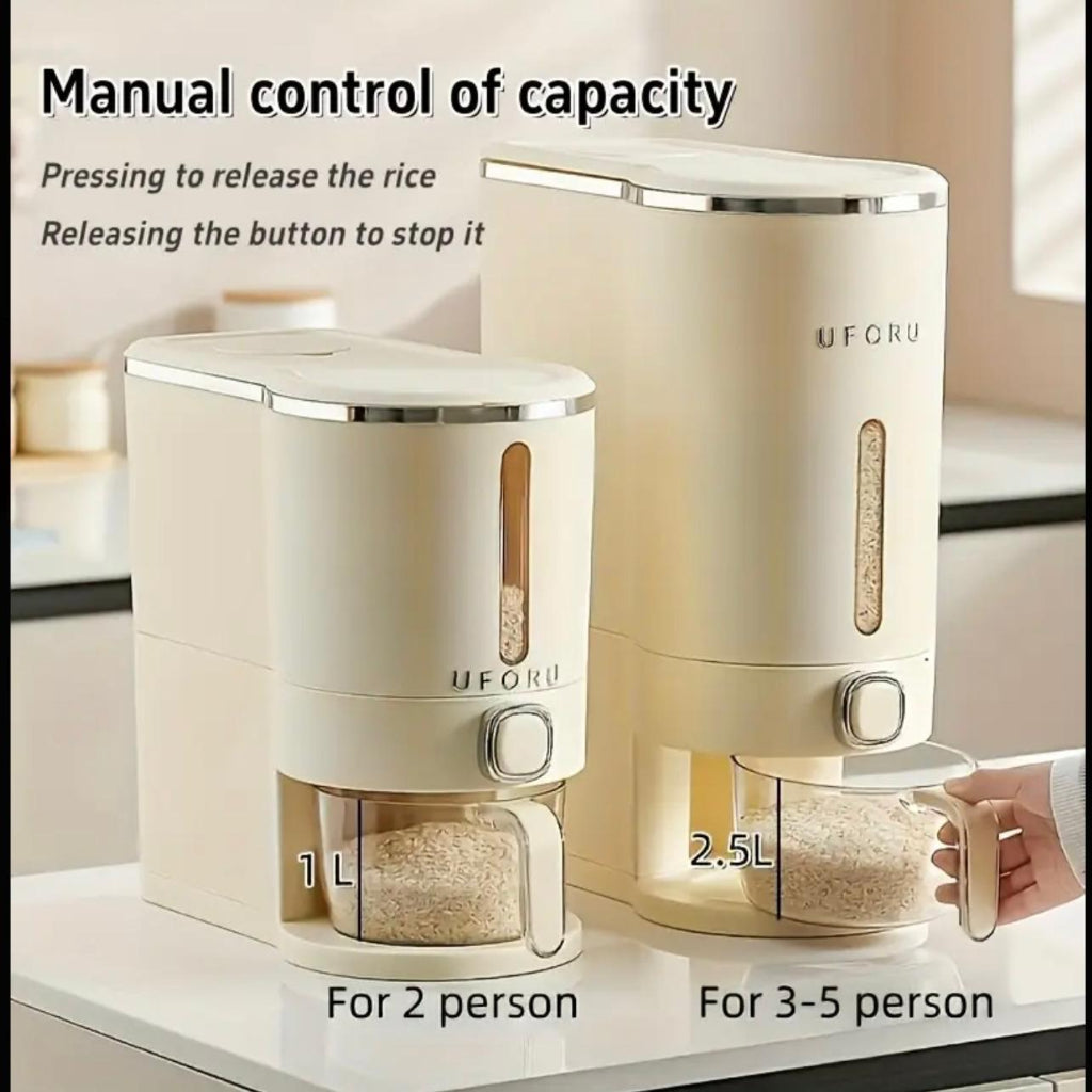 موزع أرز 5 كجم مع كوب قياس - حاوية حبوب شفافة ومقاومة للرطوبة والحشرات