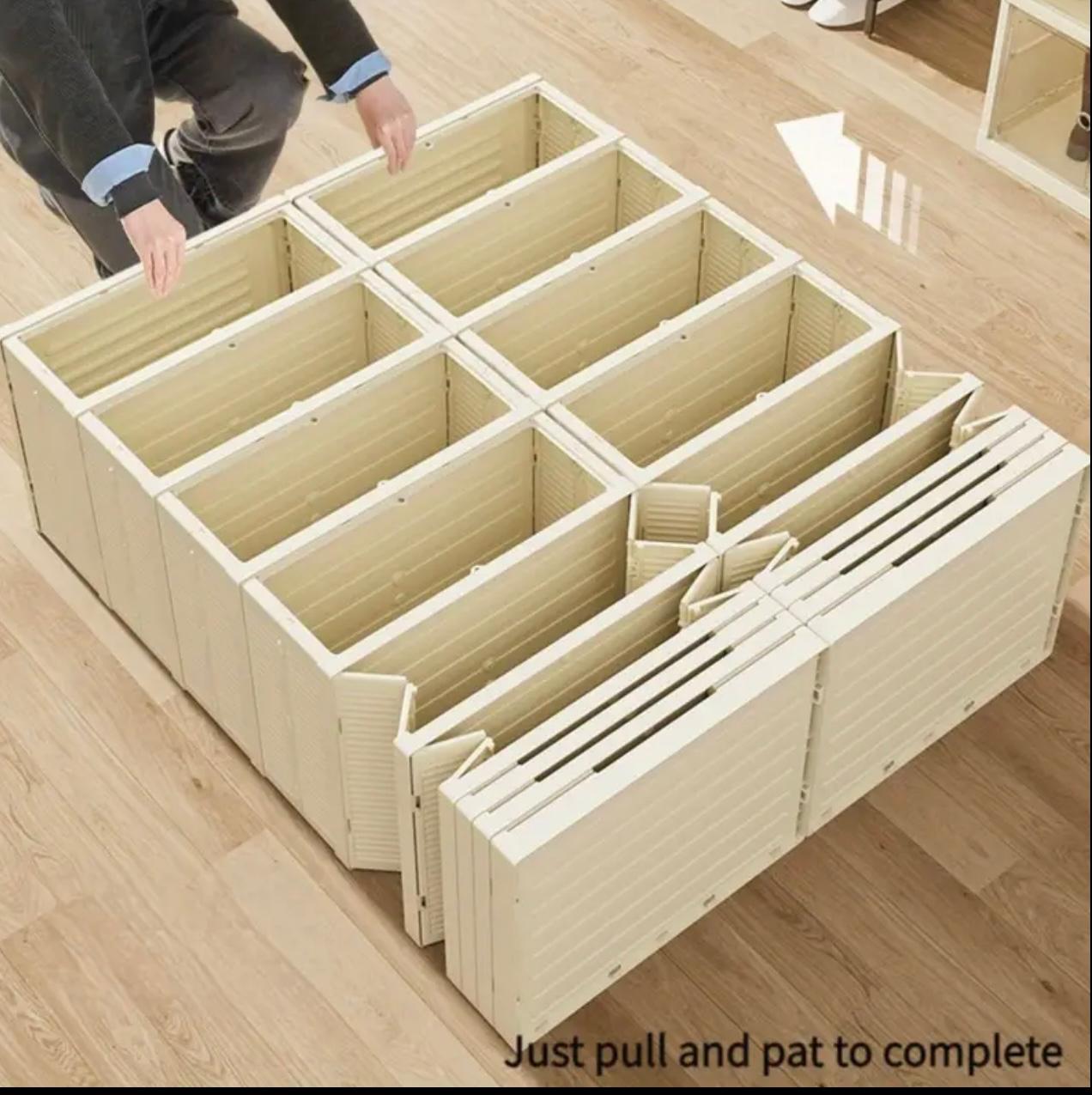 Transparent Door Shoe Storage Box – 6-Layer Foldable Organizer