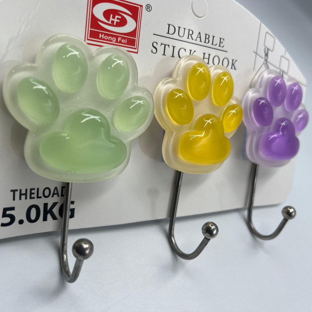Wall Hooks ( 3pcs Set) PVC Waterproof Heavy Duty Sticky Plastic Hooks,Hanging Capacity 5 KG Max