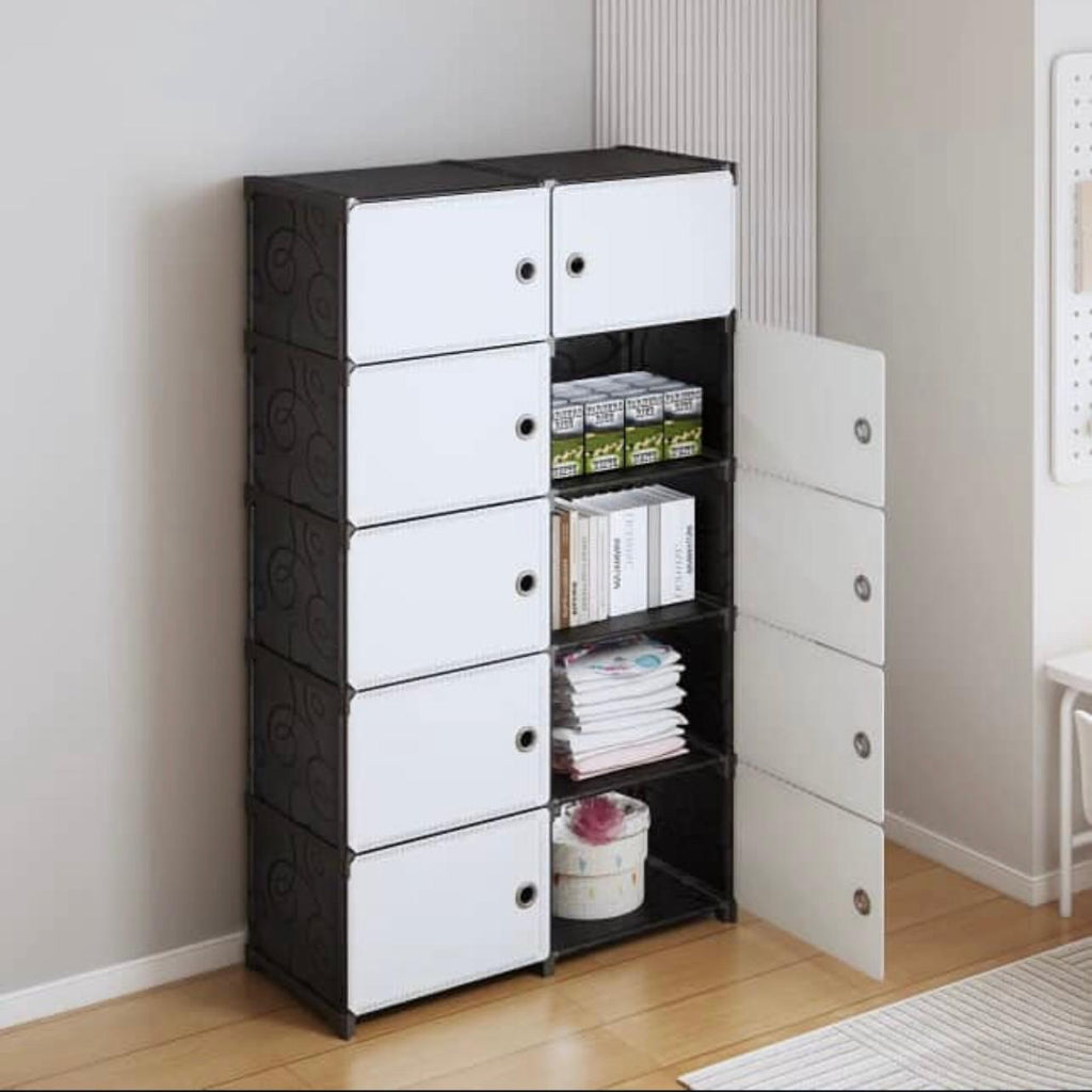 Storage Cabinet with 5 Layer Functional Plastic Organizer for Clothes, Shoes, and Wardrobes