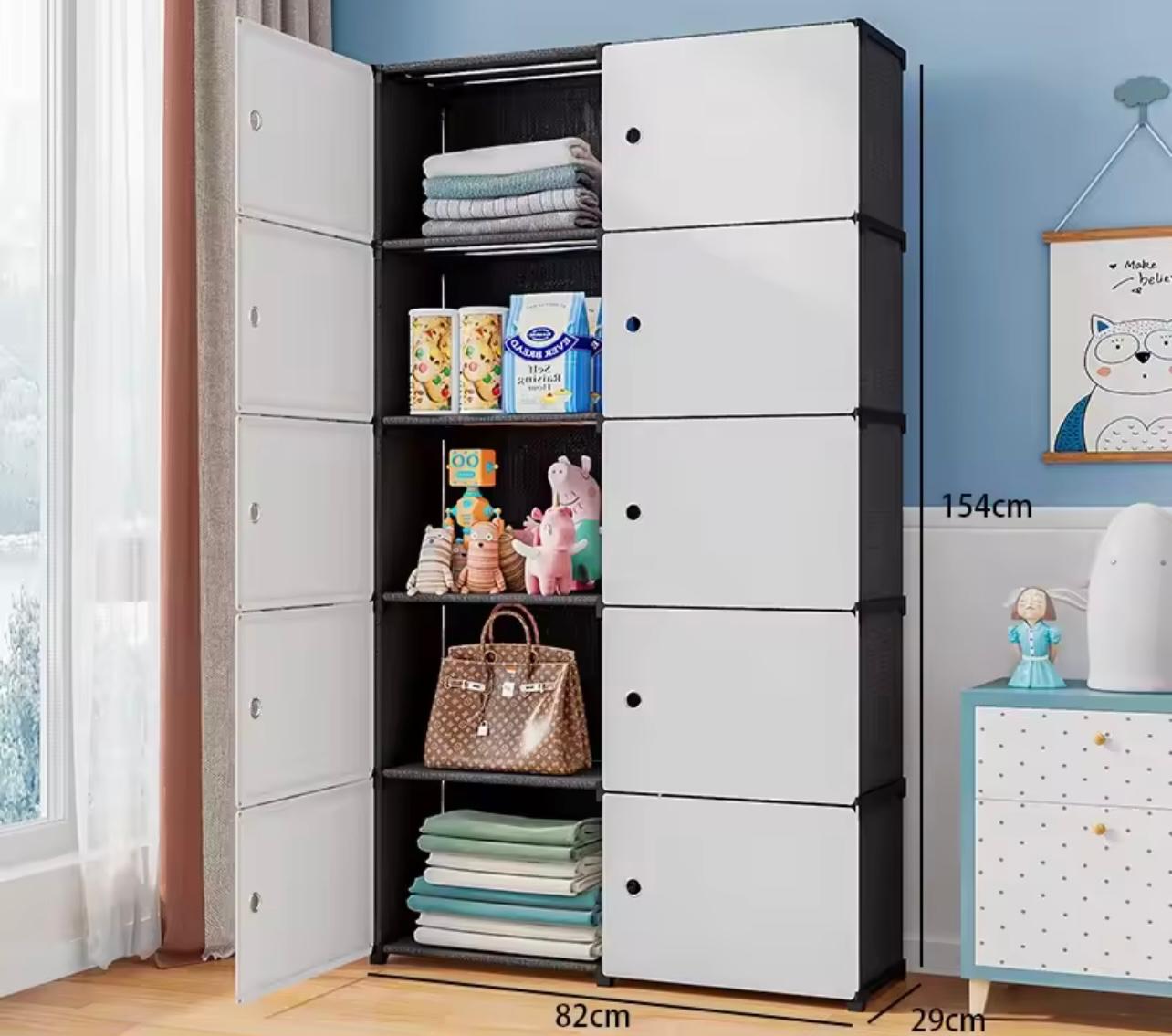Storage Cabinet with 5 Layer Functional Plastic Organizer for Clothes, Shoes, and Wardrobes