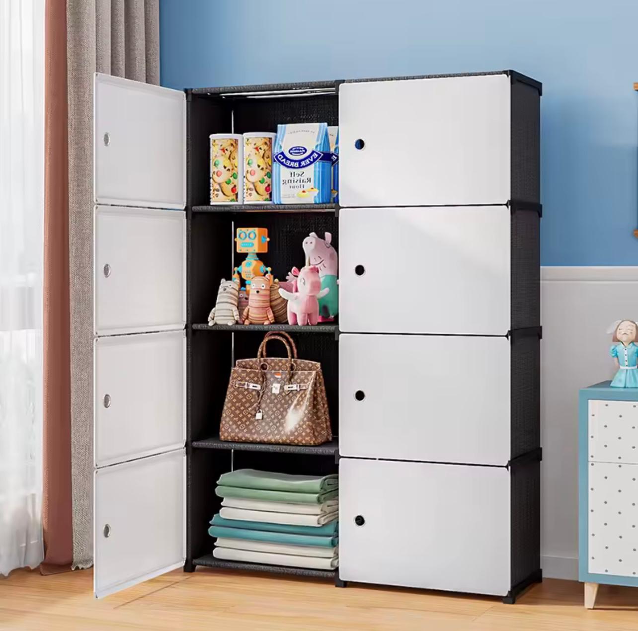 Storage Cabinet with 5 Layer Functional Plastic Organizer for Clothes, Shoes, and Wardrobes