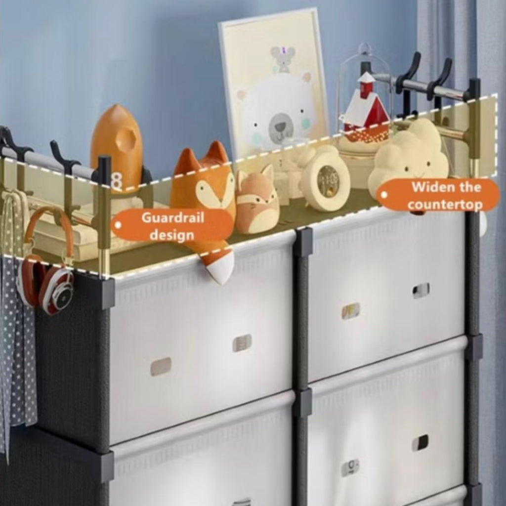 منظم تخزين من 3 طبقات، رف تخزين، رف كتب، خزانة كتب مع باب أنابيب فولاذية/بلاستيك أسود/أبيض (الحجم 80 × 27 × 109 سم)