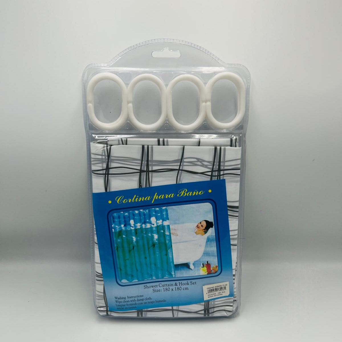 Shower Curtain Set ( Size - 180x180 cm ) Print Random Art Pattern