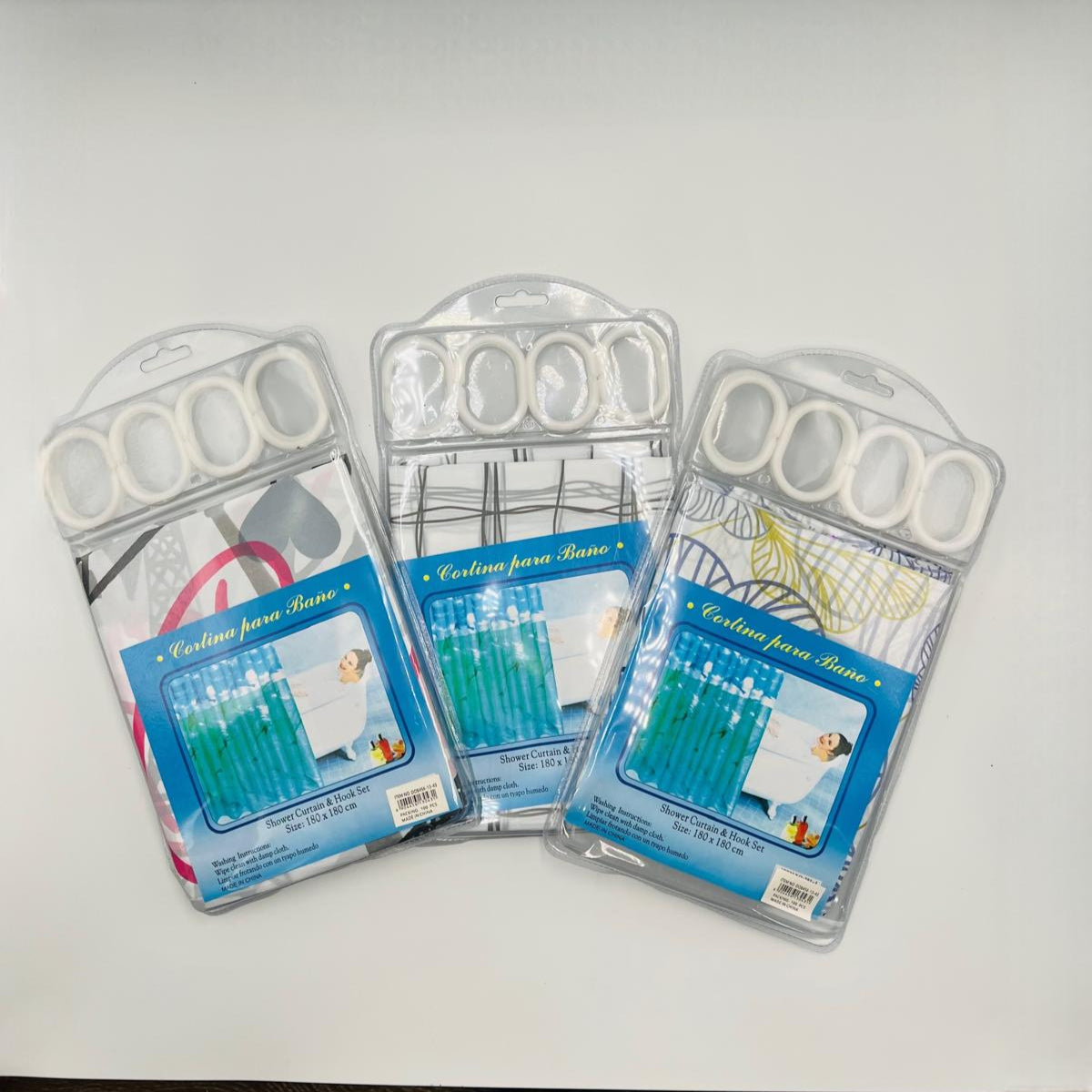 Shower Curtain Set ( Size - 180x180 cm ) Print Random Art Pattern