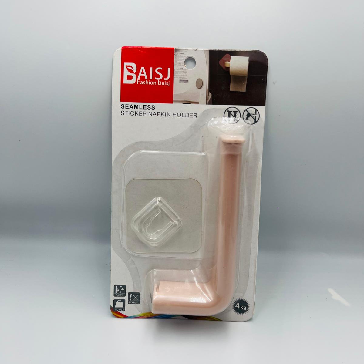 رف تخزين مناديل ذاتي اللصق على الحائط (مقاس 15 × 6 سم)