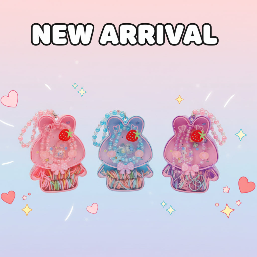 Cartoon Box Colorful Cute Baby Elastic Band Rubber, Necklace Set Kids Accessories