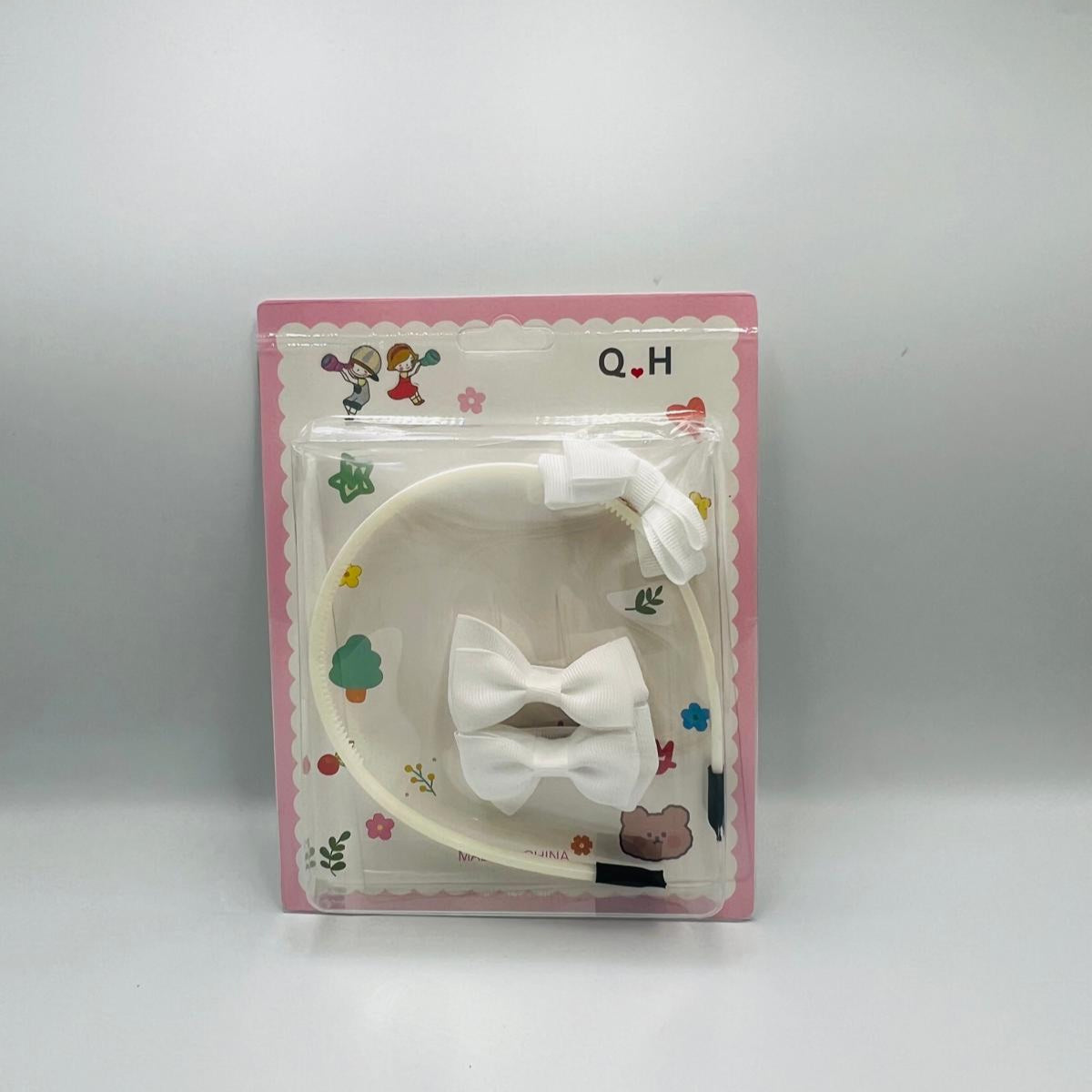White Small Bow Girl Headband Set