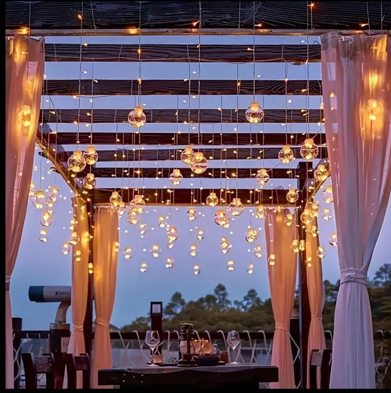 سلسلة مصابيح خرافية بطول 3.5 متر مع 108 مصابيح LED - تصميم كروي شفاف يعمل بالبطارية