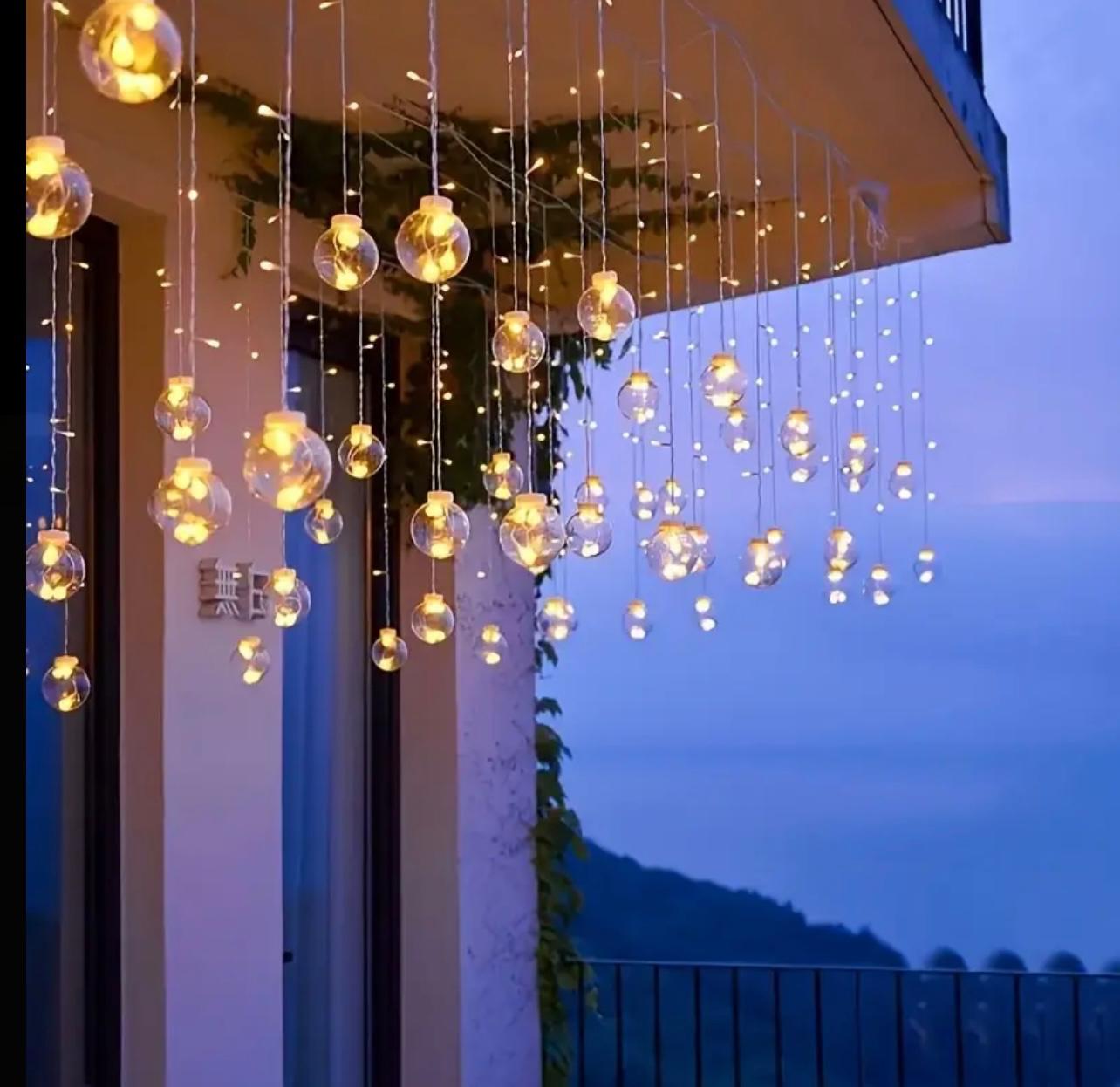 سلسلة مصابيح خرافية بطول 3.5 متر مع 108 مصابيح LED - تصميم كروي شفاف يعمل بالبطارية