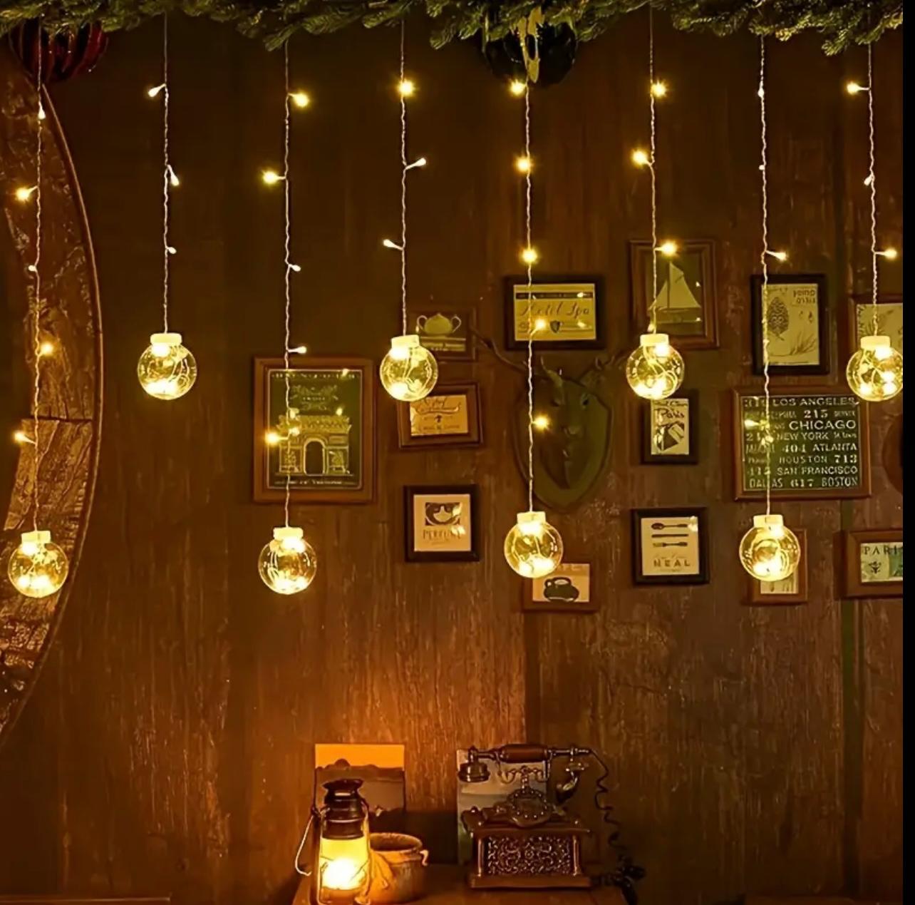 سلسلة مصابيح خرافية بطول 3.5 متر مع 108 مصابيح LED - تصميم كروي شفاف يعمل بالبطارية