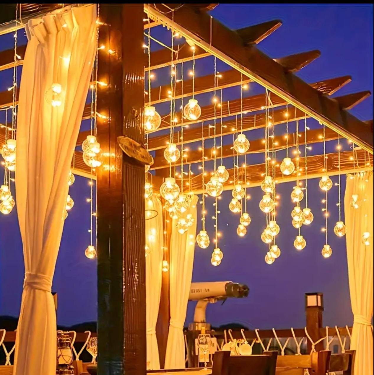 سلسلة مصابيح خرافية بطول 3.5 متر مع 108 مصابيح LED - تصميم كروي شفاف يعمل بالبطارية