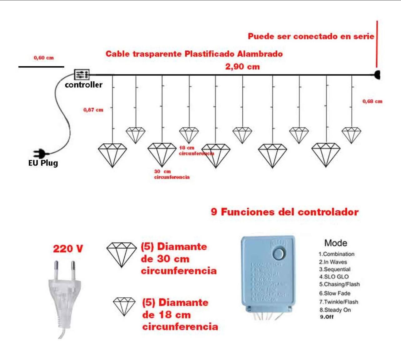 أضواء سلسلة ستائر كريستالية ماسية - أضواء معلقة LED متعددة الألوان للمنزل والحفلات وديكور عيد الميلاد