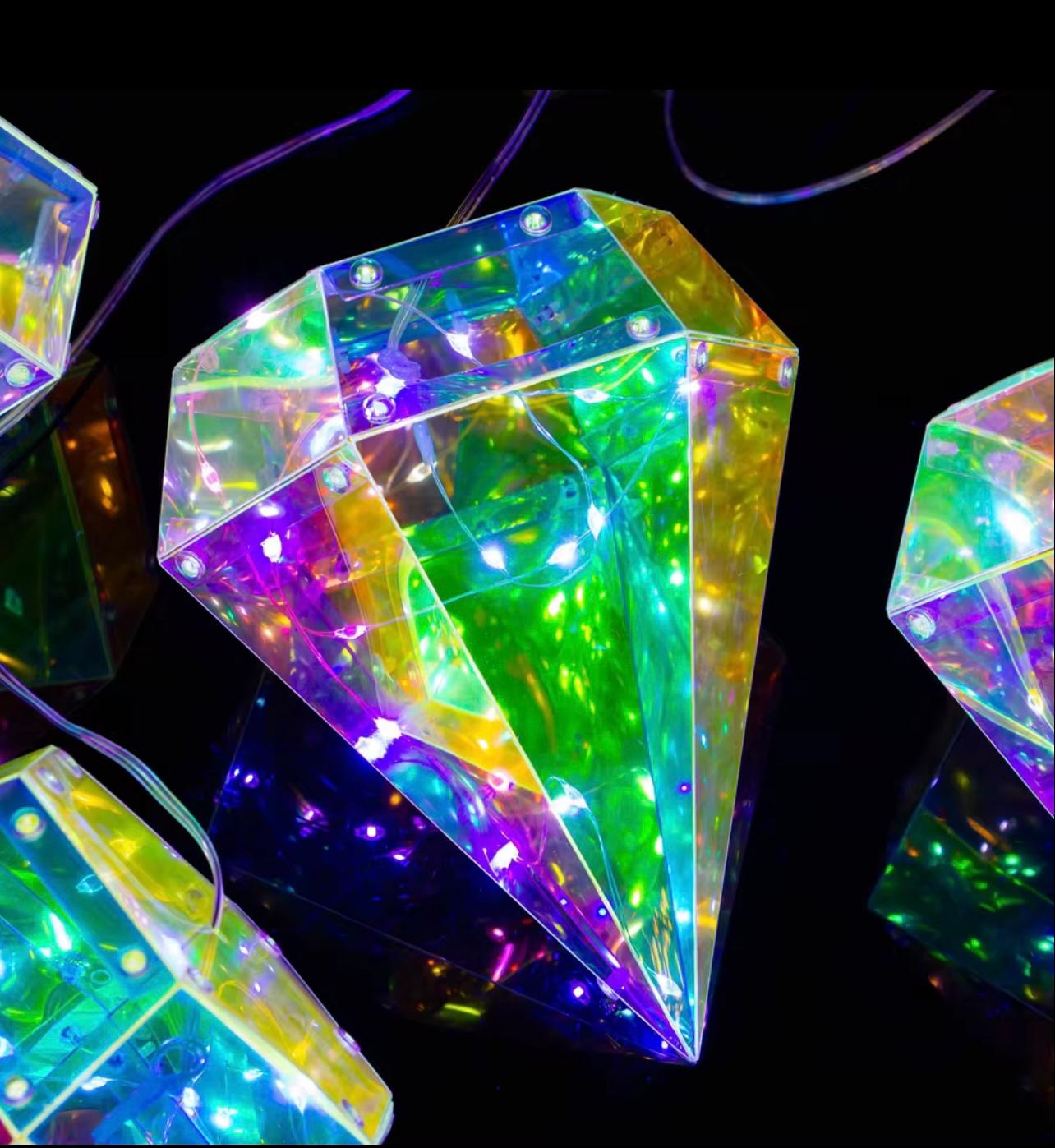 أضواء سلسلة ستائر كريستالية ماسية - أضواء معلقة LED متعددة الألوان للمنزل والحفلات وديكور عيد الميلاد