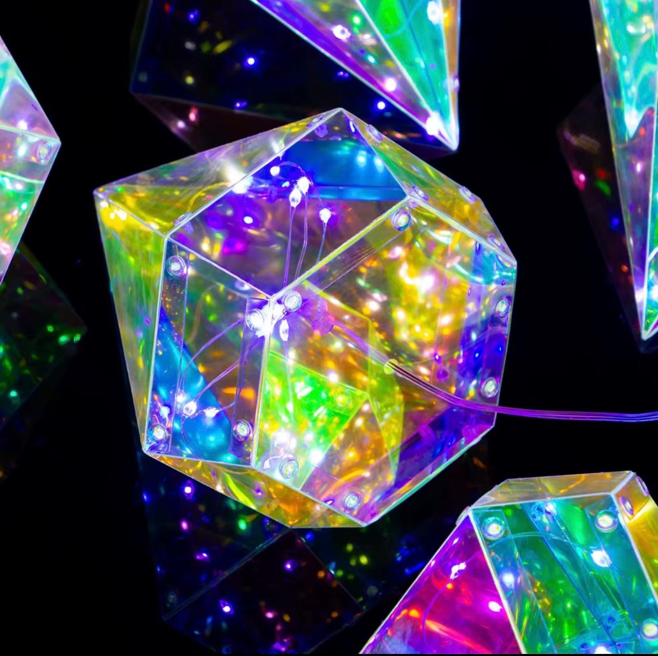 أضواء سلسلة ستائر كريستالية ماسية - أضواء معلقة LED متعددة الألوان للمنزل والحفلات وديكور عيد الميلاد