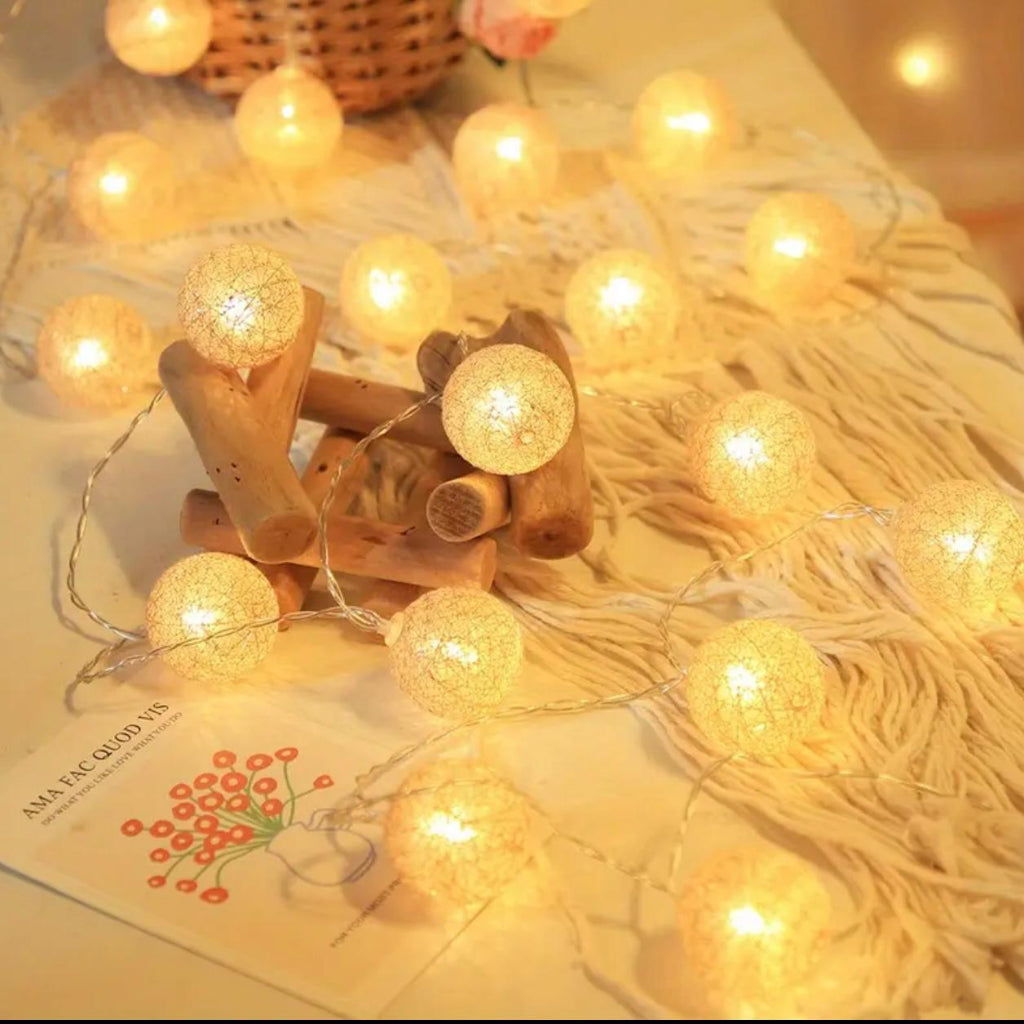 3M 20 Led Battery-Powered Beaded Fairy String Lights – Elegant Handmade Beige Lights for Bedroom, Wedding & Party Décor