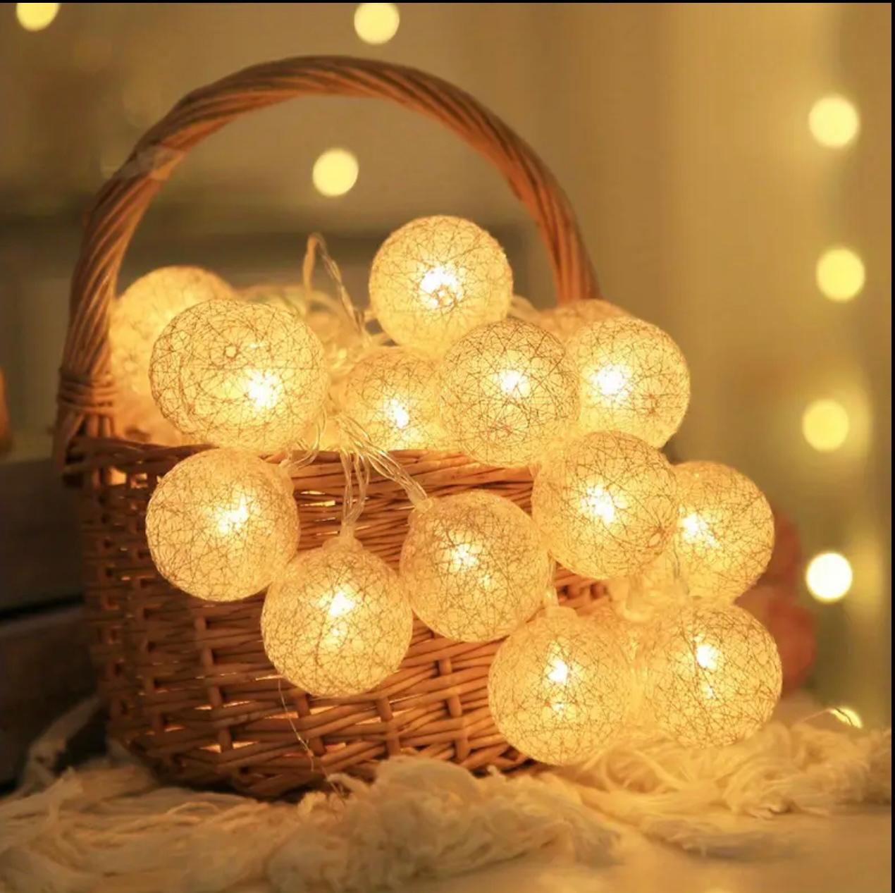 3M 20 Led Battery-Powered Beaded Fairy String Lights – Elegant Handmade Beige Lights for Bedroom, Wedding & Party Décor