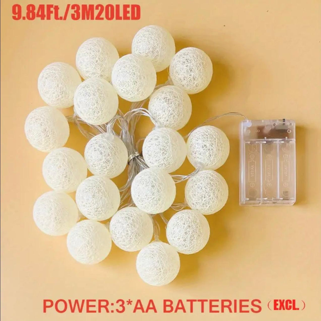 3M 20 Led Battery-Powered Beaded Fairy String Lights – Elegant Handmade Beige Lights for Bedroom, Wedding & Party Décor