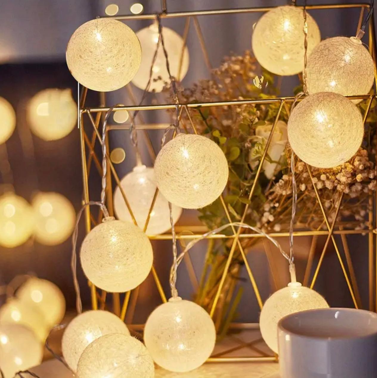 3M 20 Led Battery-Powered Beaded Fairy String Lights – Elegant Handmade Beige Lights for Bedroom, Wedding & Party Décor