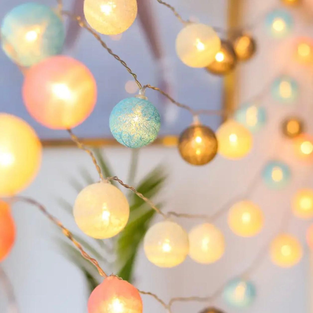 3M 20-LED Pastel Ball String Lights – Battery Operated Fairy Lights for Bedroom, Wedding & Party Décor