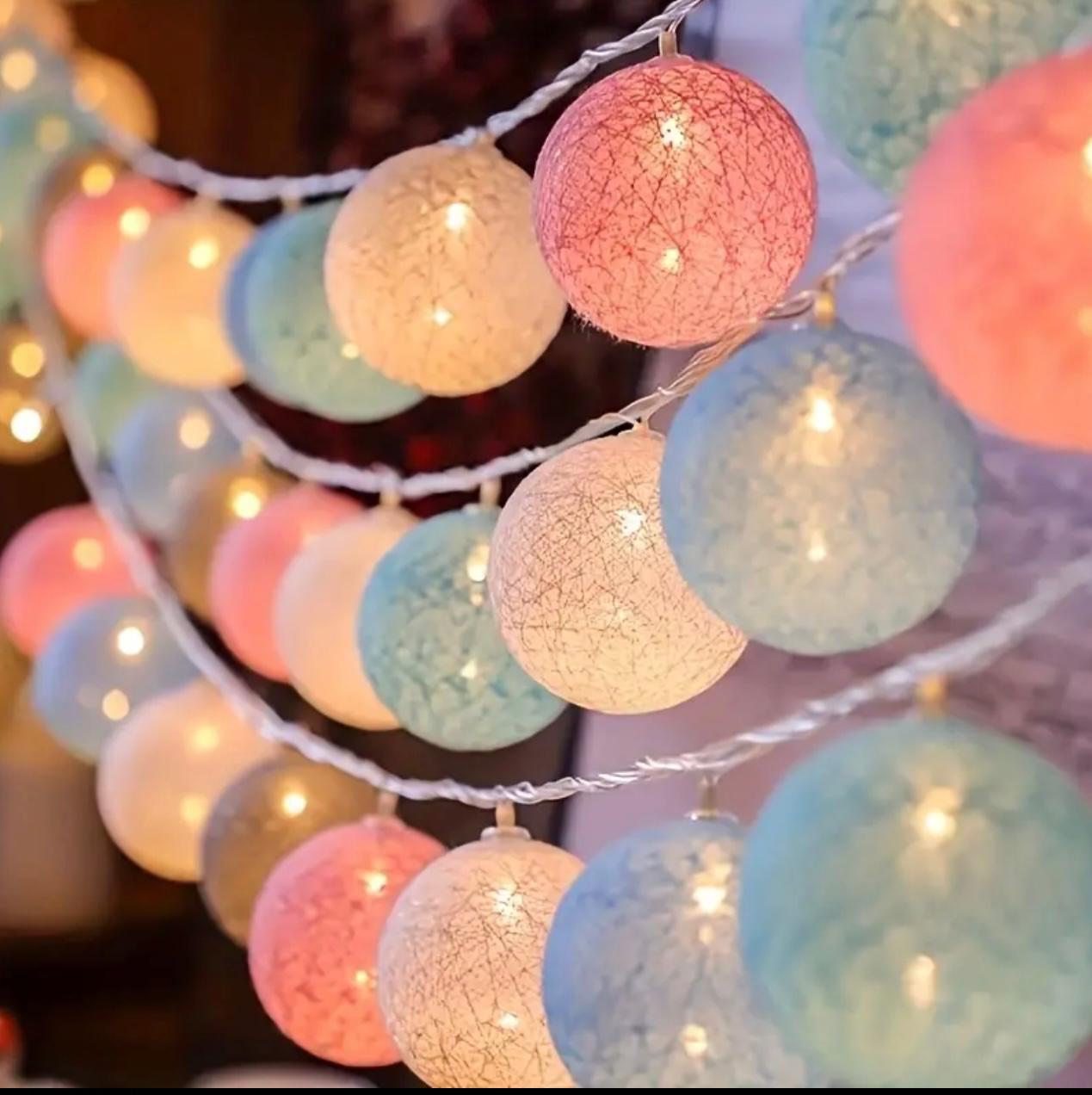 3M 20-LED سلسلة أضواء باستيل كروية - أضواء خرافية تعمل بالبطارية لغرفة النوم وديكور الزفاف والحفلات