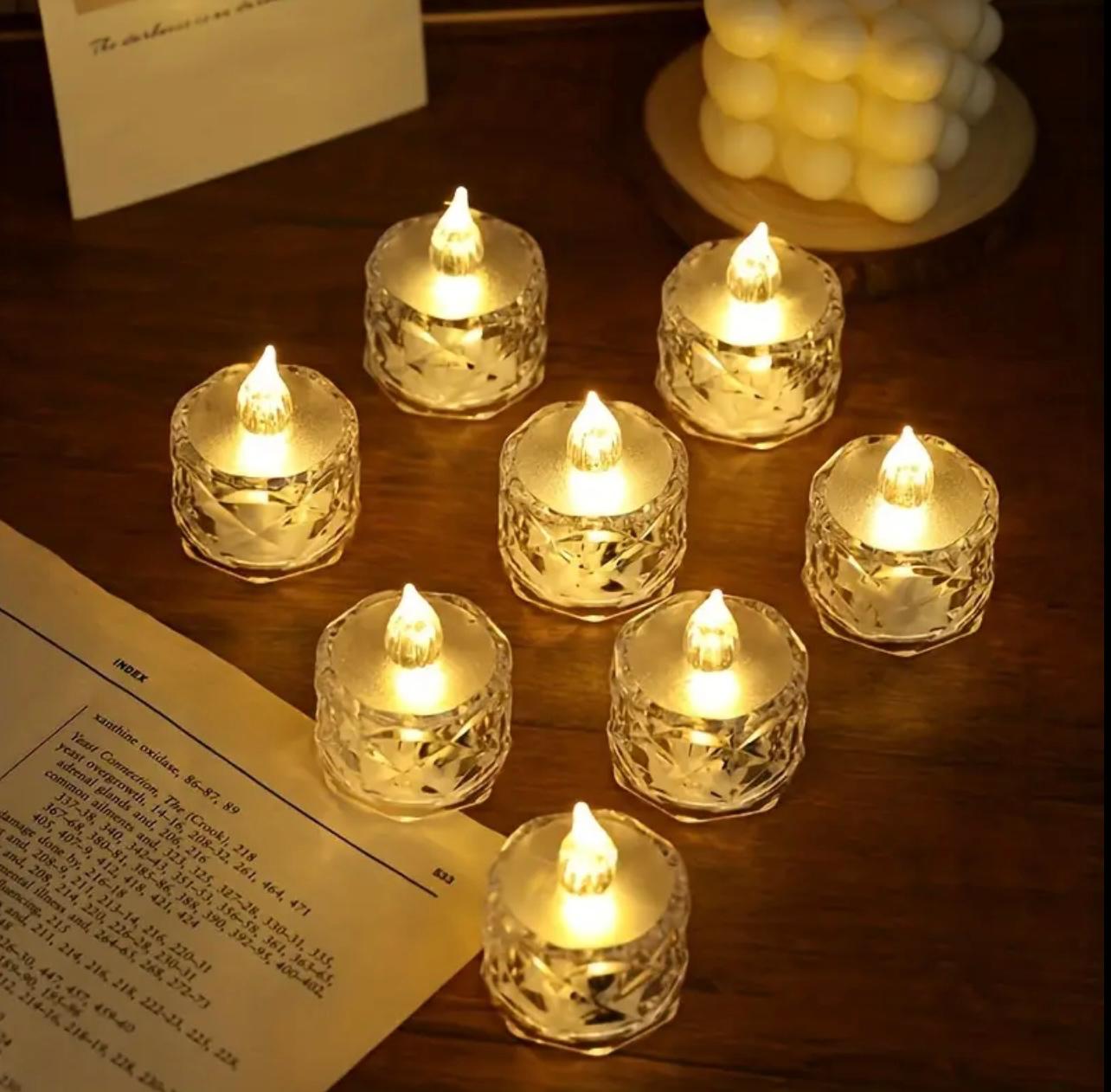 ضوء شمعة LED ذو مظهر كريستالي – يعمل بالبطارية