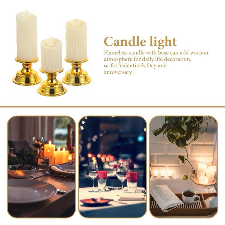 مجموعة مصابيح LED على شكل شمعة مكونة من 3 قطع لديكور المنزل تعمل بالبطارية