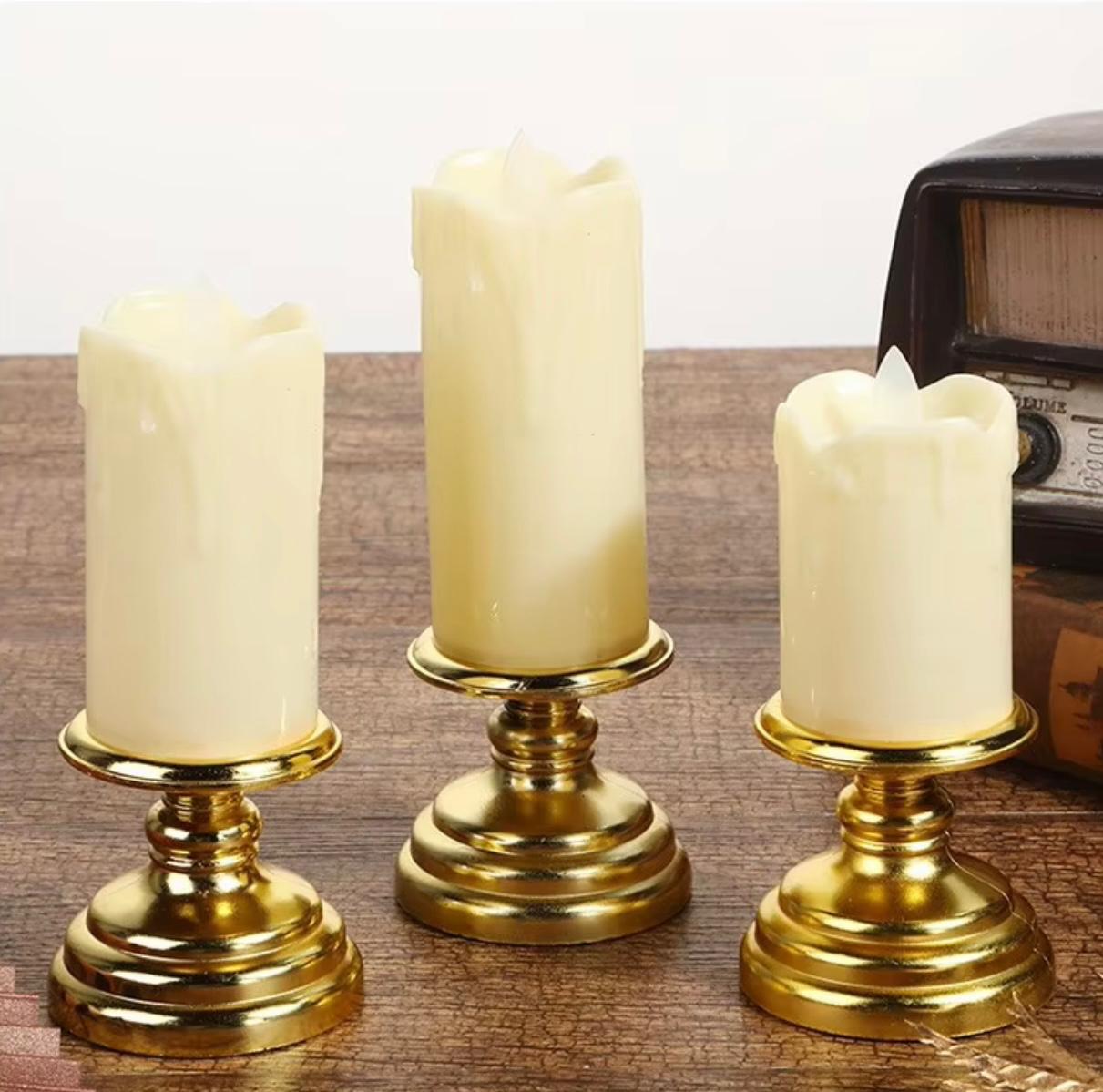 مجموعة مصابيح LED على شكل شمعة مكونة من 3 قطع لديكور المنزل تعمل بالبطارية