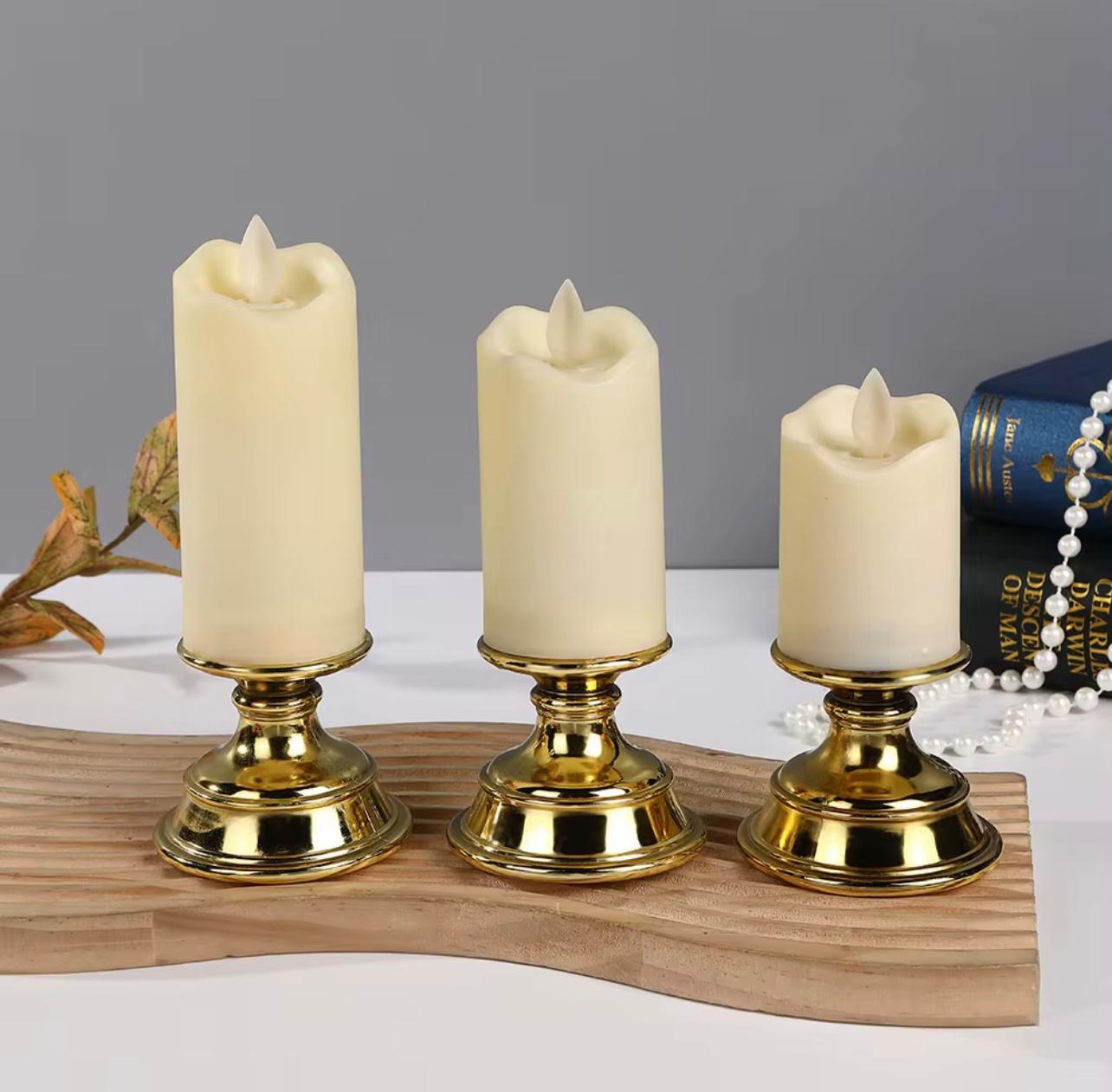 مجموعة مصابيح LED على شكل شمعة مكونة من 3 قطع لديكور المنزل تعمل بالبطارية