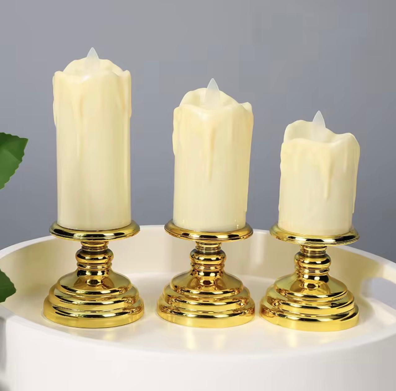 مجموعة مصابيح LED على شكل شمعة مكونة من 3 قطع لديكور المنزل تعمل بالبطارية