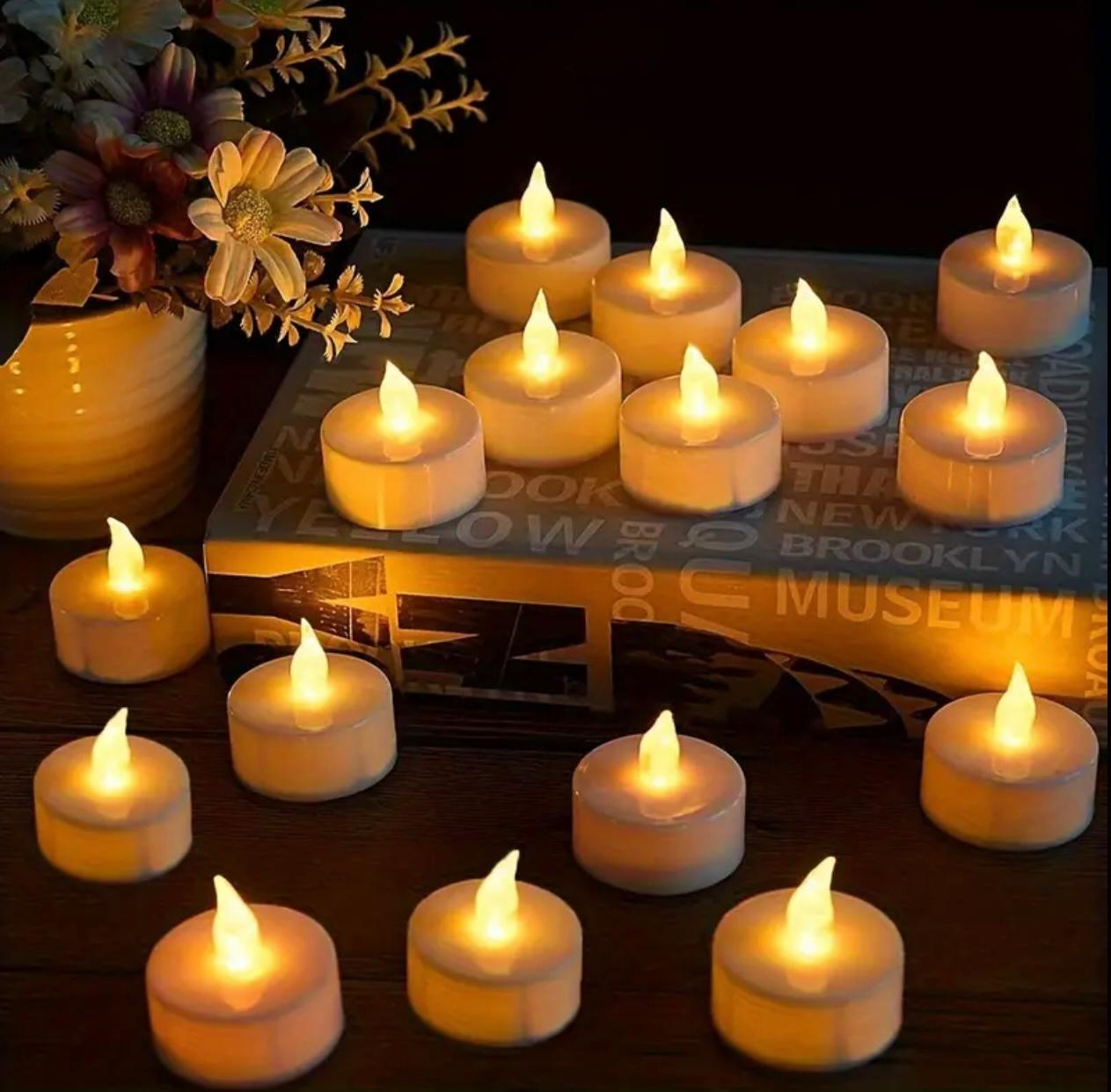 مجموعة مصابيح شموع LED وامضة تعمل بالبطارية مكونة من 12 قطعة