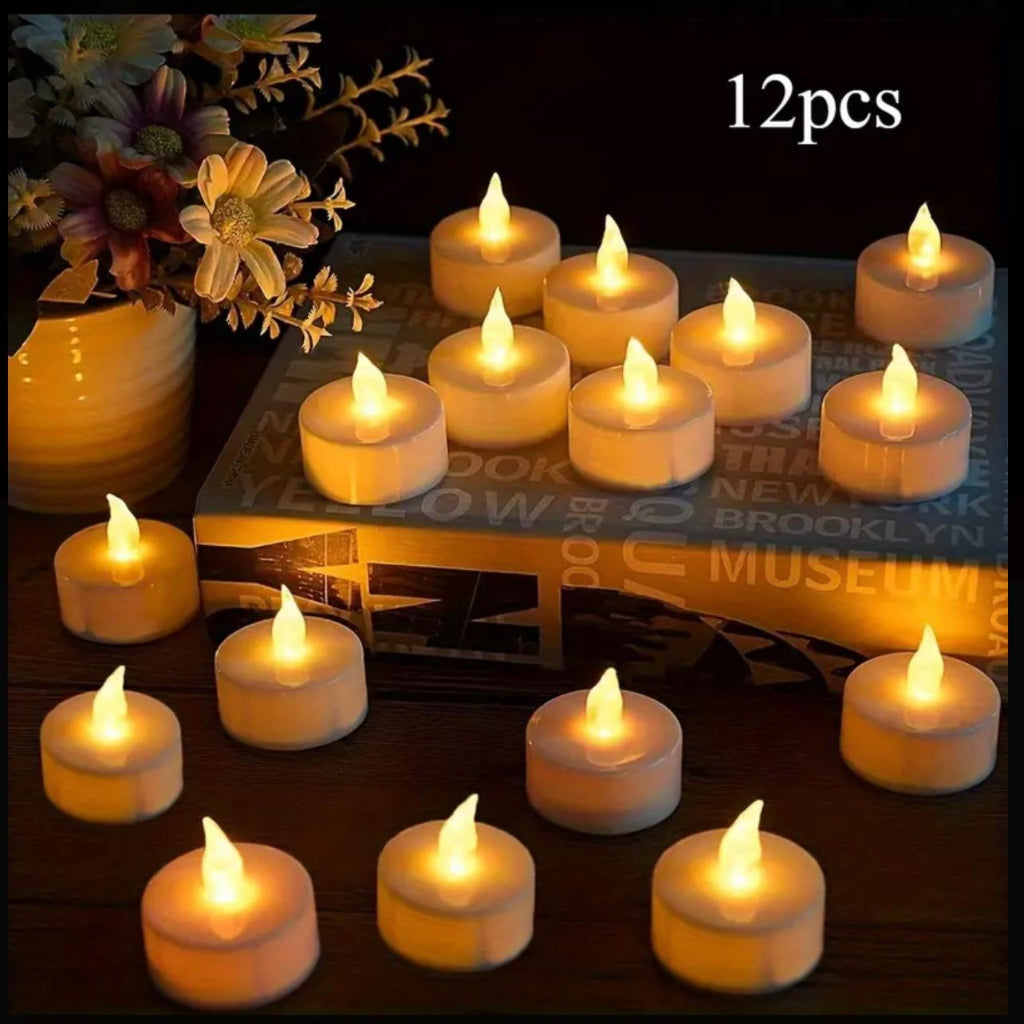 12-Piece Battery-Powered Flickering LED Candle Light Set