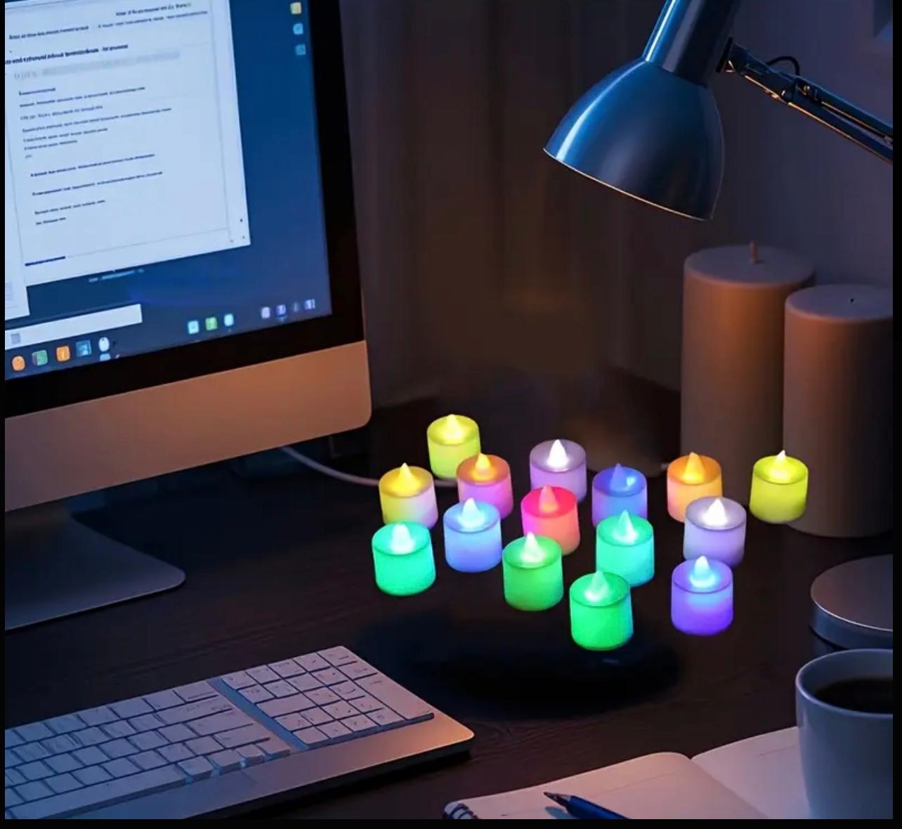 مجموعة شموع وامضة عديمة اللهب مكونة من 12 قطعة - تعمل بالبطارية