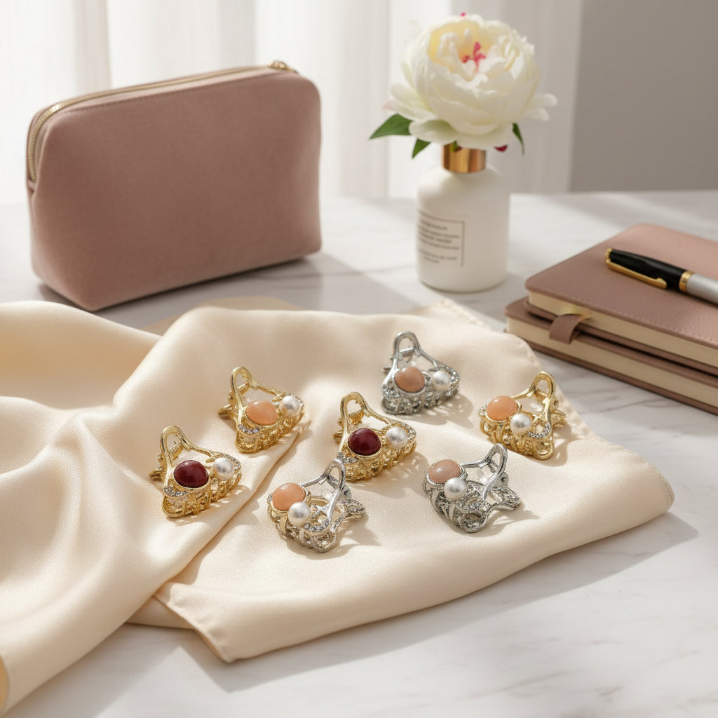 6 Pcs Hair Clip Set – Small Rhinestone Design, Random Model