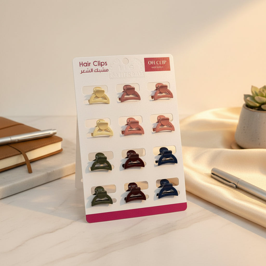 مجموعة مشابك شعر صغيرة مكونة من 12 قطعة - لمسة نهائية غير لامعة، مجموعة ألوان عشوائية