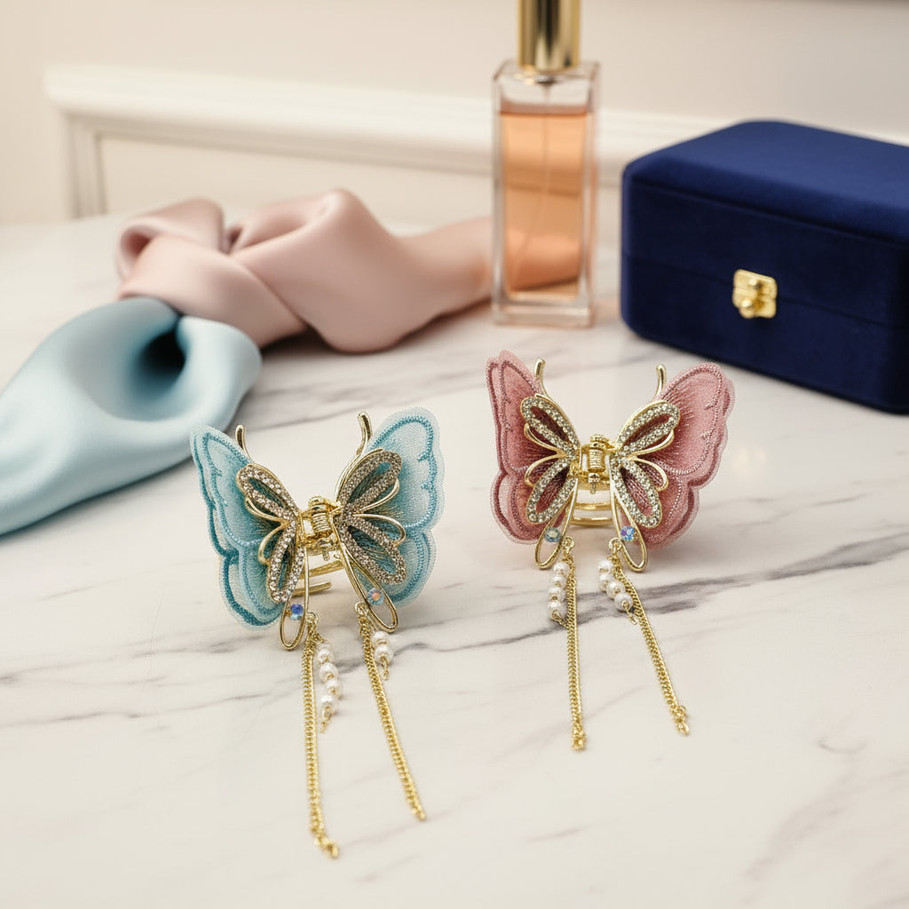 1 Pc Butterfly Hair Clip – Rhinestone Model, Elegant & Stylish Design