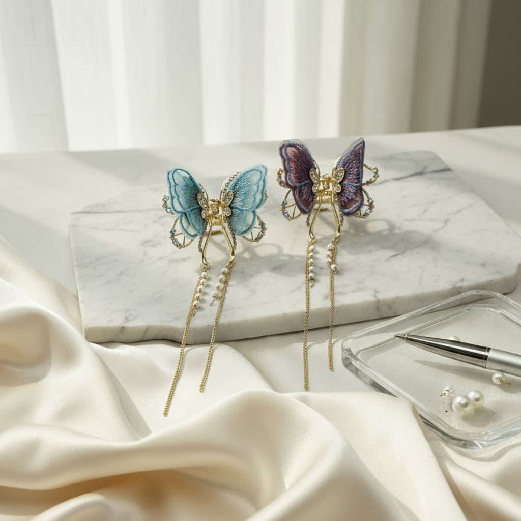 1 Pc Butterfly Hair Clip – Rhinestone Model, Elegant & Stylish Design