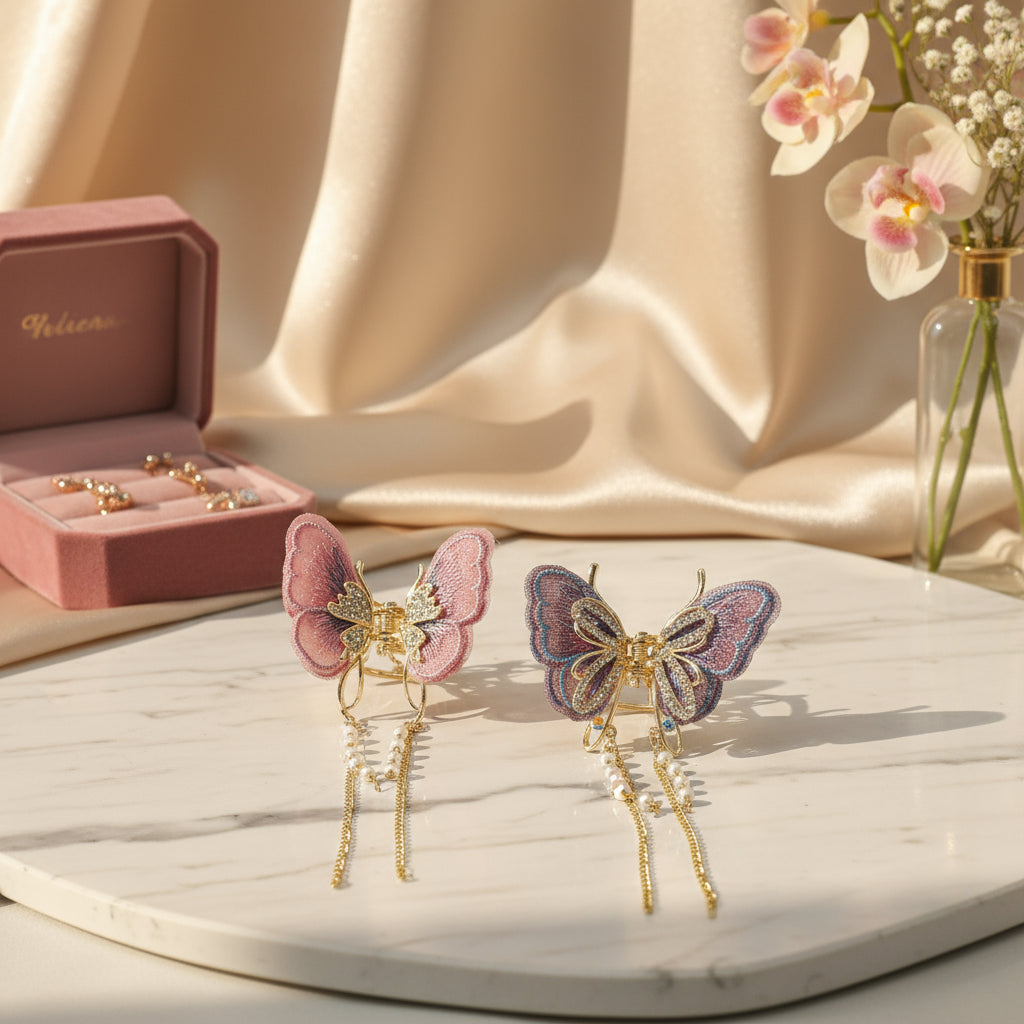 1 Pc Butterfly Hair Clip – Rhinestone Model, Elegant & Stylish Design