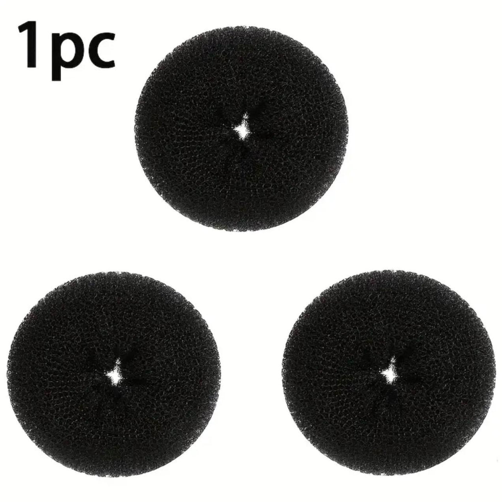 1 Pcs Black Hair Bun Maker – Nylon Donut Styling Tool for Perfect Twist & Coil Hairstyles