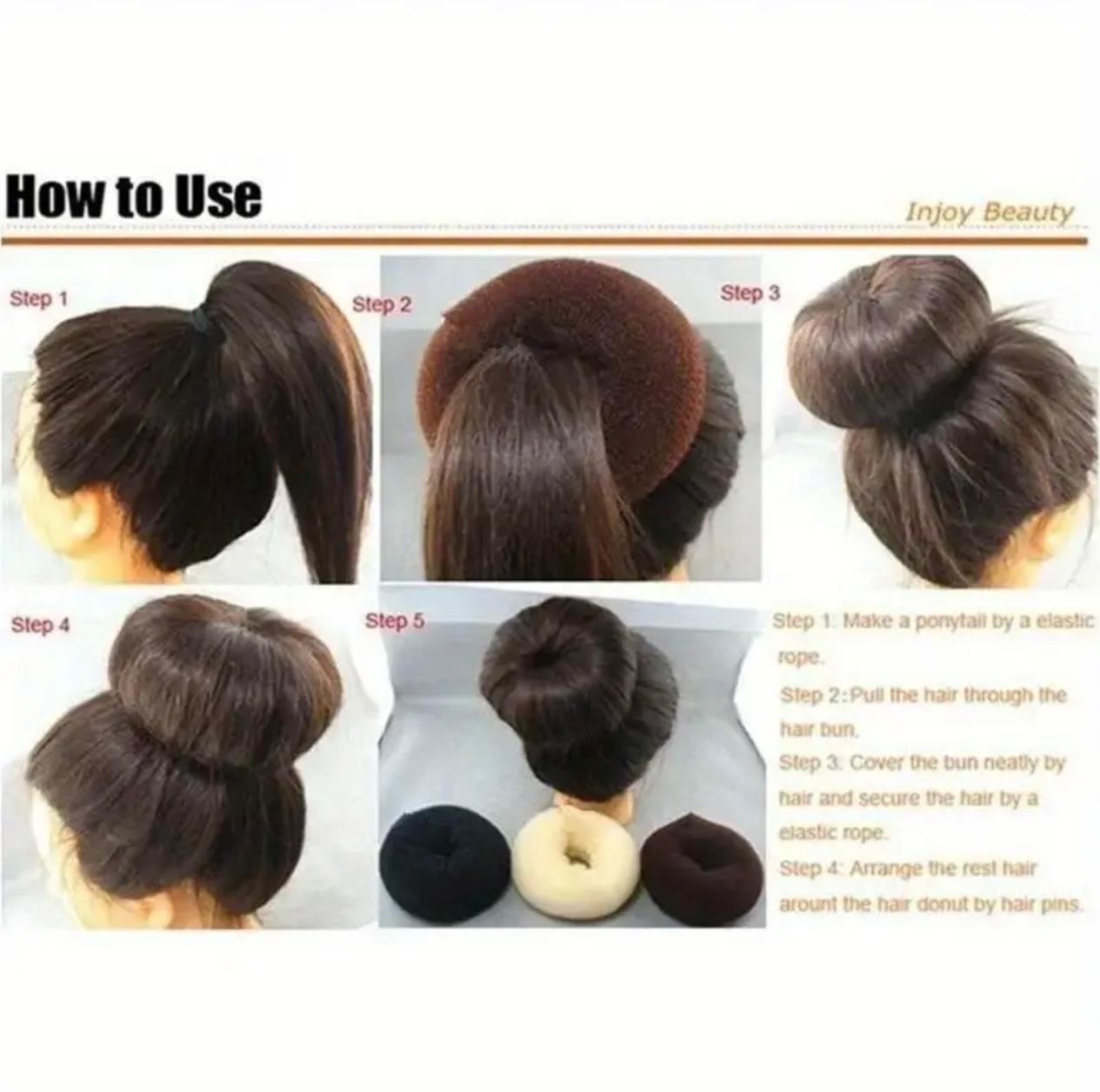 1 Pcs Black Hair Bun Maker – Nylon Donut Styling Tool for Perfect Twist & Coil Hairstyles