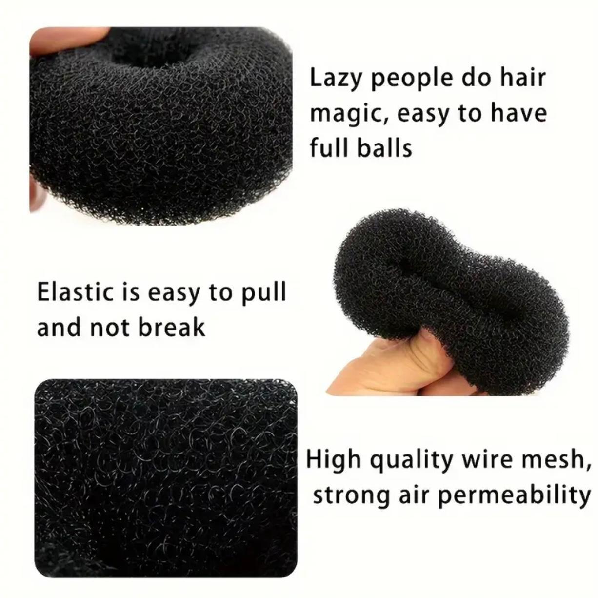 1 Pcs Black Hair Bun Maker – Nylon Donut Styling Tool for Perfect Twist & Coil Hairstyles