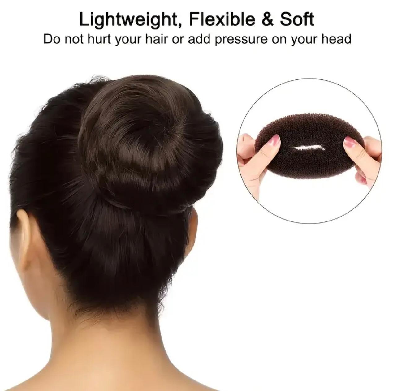 1 Pcs Black Hair Bun Maker – Nylon Donut Styling Tool for Perfect Twist & Coil Hairstyles