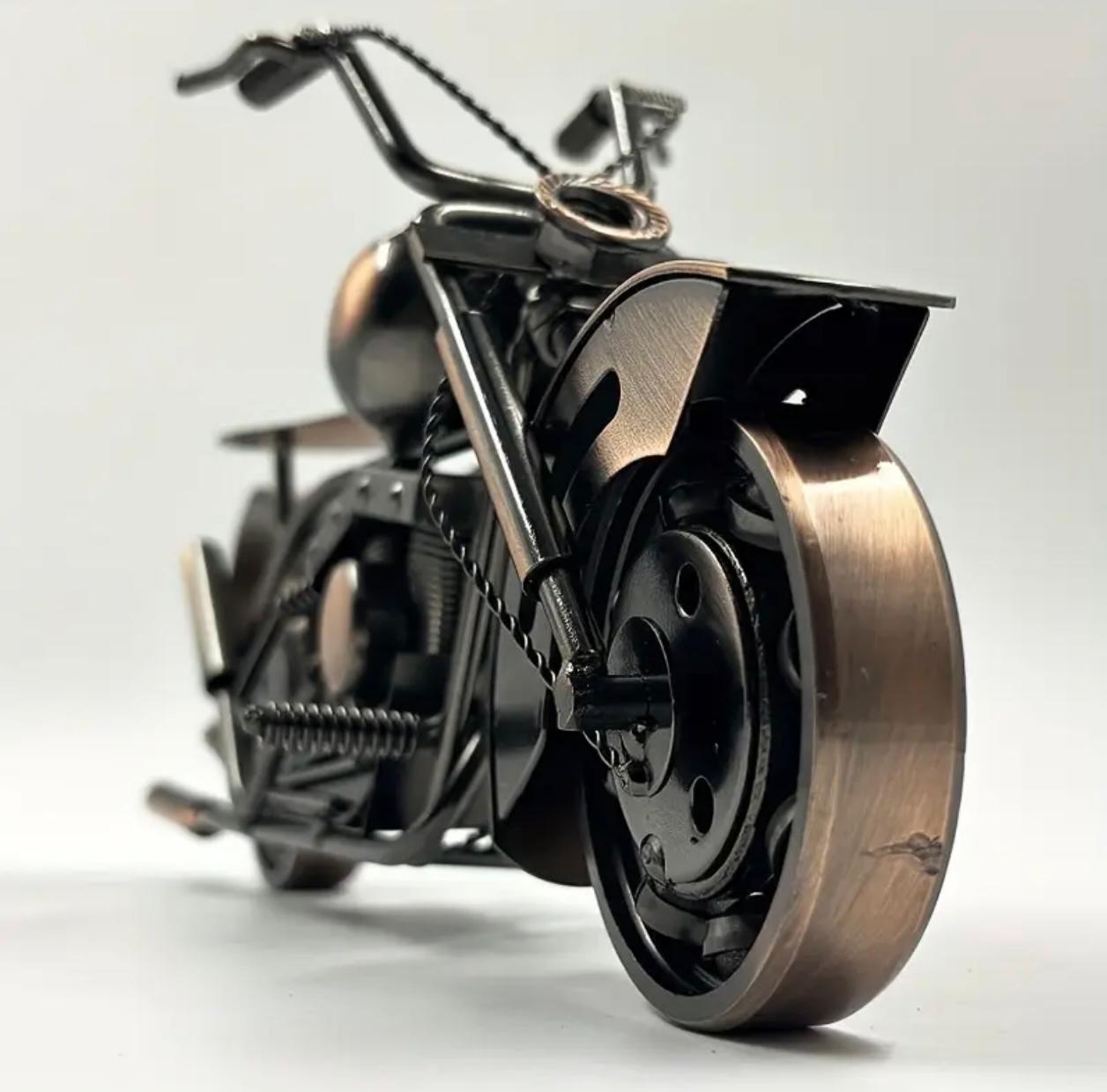 Handmade Retro Iron Motorcycle Model – Vintage Metal Craft Ornament