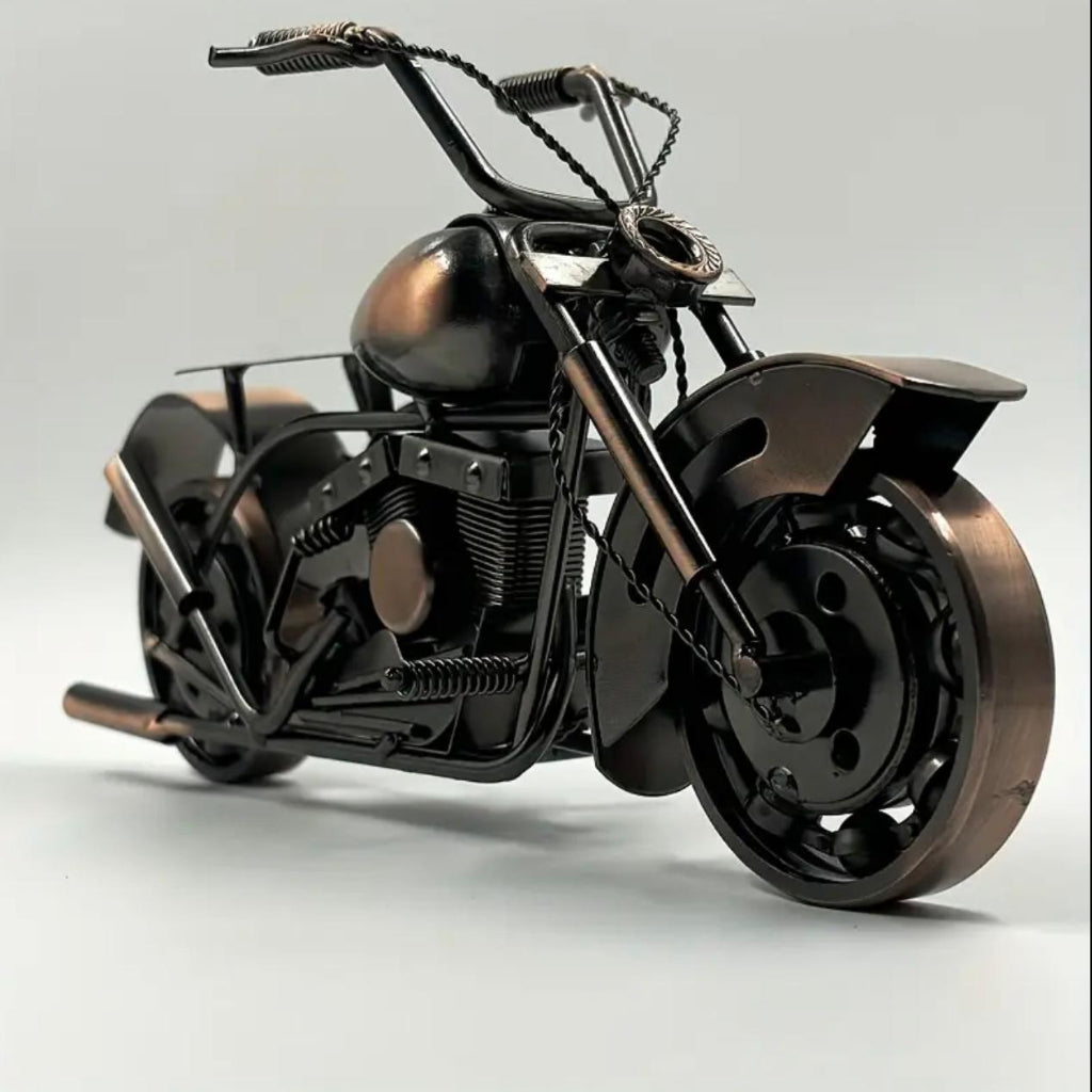 Handmade Retro Iron Motorcycle Model – Vintage Metal Craft Ornament