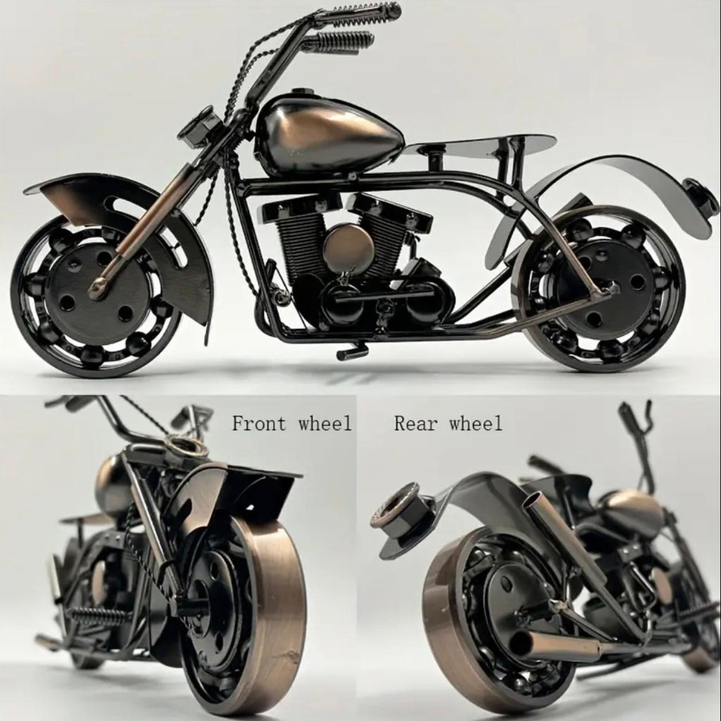 Handmade Retro Iron Motorcycle Model – Vintage Metal Craft Ornament