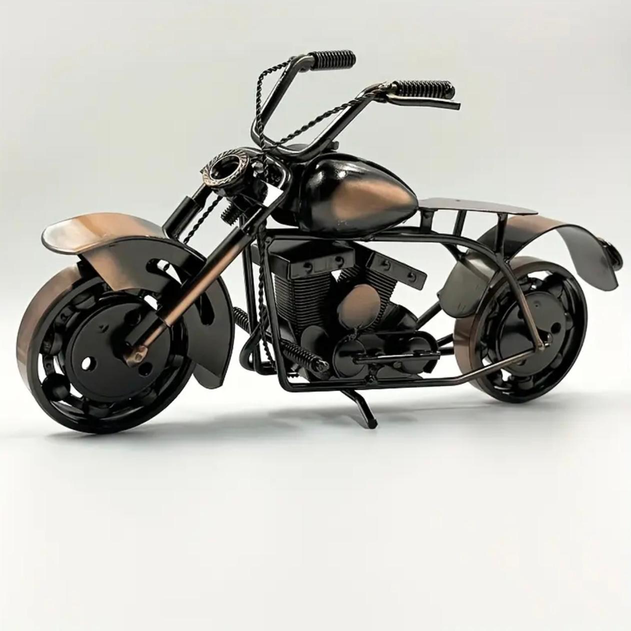 Handmade Retro Iron Motorcycle Model – Vintage Metal Craft Ornament