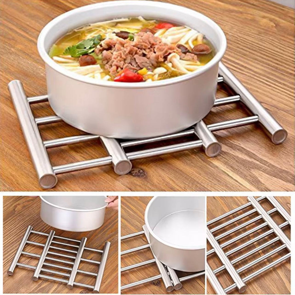Stainless Steel Expandable Trivet – Adjustable Heat-Resistant Pot Holder & Kitchen Mat