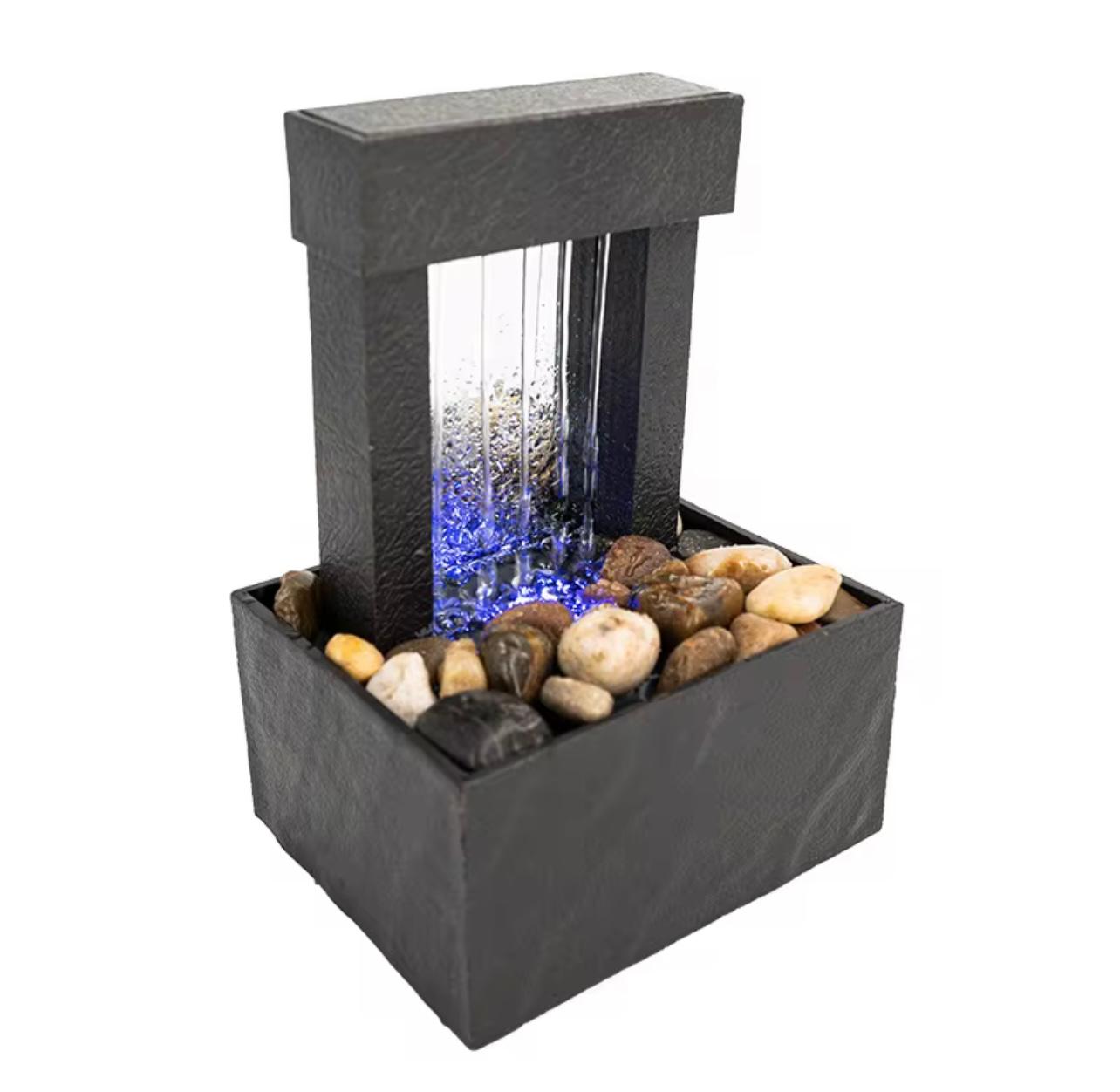 USB LED Desktop Waterfall Fountain – Creative Flowing Water Ornament for Home & Office