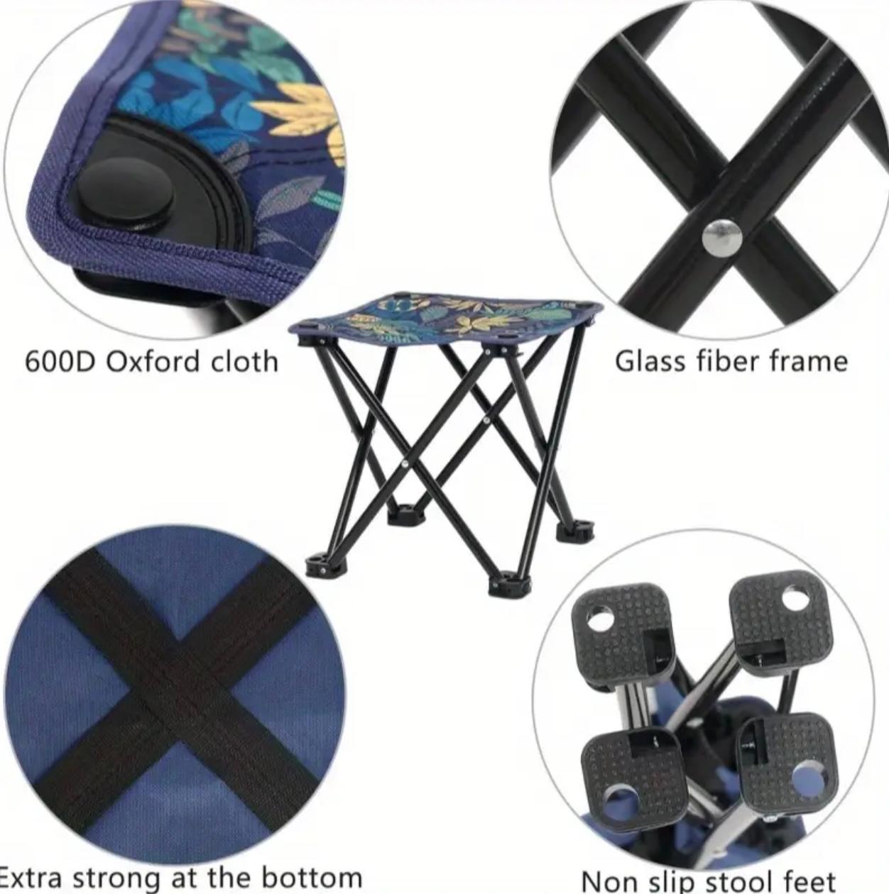Portable Collapsible Stool – Tropical Leaf Design Travel Chair